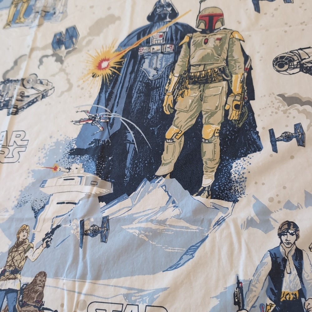 Pottery Barn Kids Star Wars Twin Flat Sheet Organic Cotton Darth Vader Boba Fett